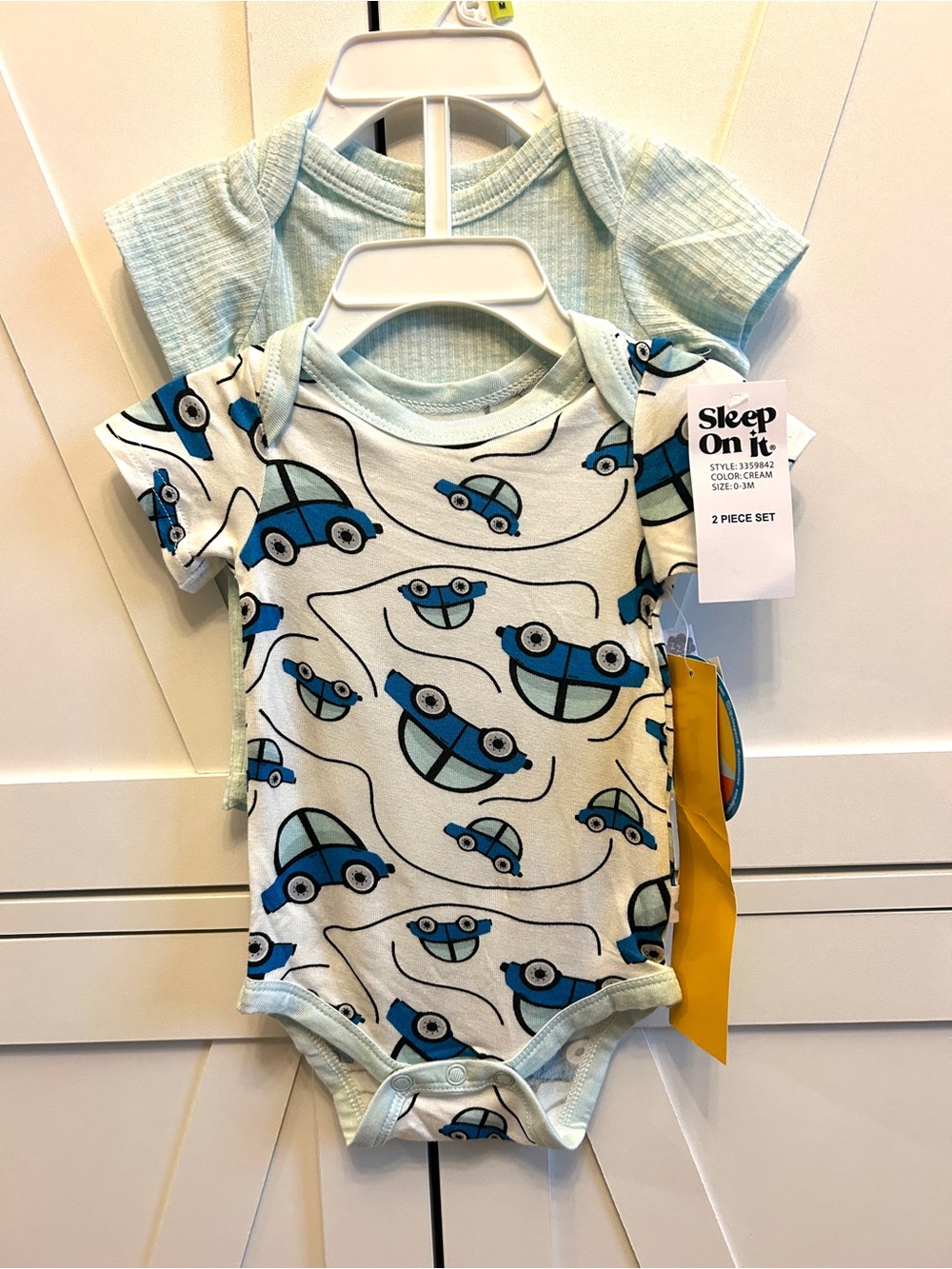 NWT Sleep On It Baby Boy 2PC Bodysuit Set 0-3M Cars
